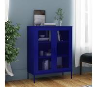 HETFTJN Armoire de rangement bleu marine 80 x 35 x 101,5 cm en acier avec 2 portes grillagées et étagères réglables, robuste et durable, pour salon, cuisine et jardin