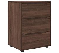 HETFTJN Armoire de rangement, marron, aspect chêne, 60 x 48 x 81 cm, design moderne, avec 3 grands tiroirs, réglable en hauteur et facile d'entretien, en matériau dérivé du bois, multi-talent, pour