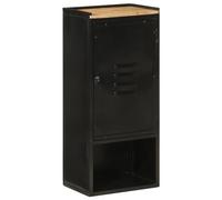 HETFTJN Armoire de Salle de Bain 40x27x90 cm, Meuble de Rangement en Bois de Manguier Massif et Fer, Colonne Industrielle avec Etageres et Poignee pour Toilette et Entree