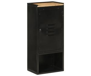 HETFTJN Armoire de Salle de Bain 40x27x90 cm, Meuble de Rangement en Bois de Manguier Massif et Fer, Colonne Industrielle avec Etageres et Poignee pour Toilette et Entree