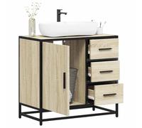 HETFTJN Armoire de salle de bain, 65 x 33 x 60 cm, chêne Sonoma, cadre en métal, aspect rétro, espace de rangement, petit meuble de rangement, étroit, pour salle de bain, couloir et toilettes