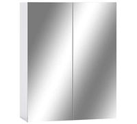 HETFTJN Armoire de salle de bain avec miroir - Blanc - 60 x 15 x 75 cm - MDF avec surface mélamine et verre - Design moderne - Montage mural robuste - Trois compartiments spacieux - Pour petites