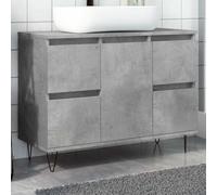 HETFTJN Armoire de salle de bain - Gris béton - 80 x 33 x 60 cm - En bois avec pieds en fer - Buffet moderne pour salle de bain et couloir - Solution étroite pour les petits espaces