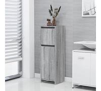 HETFTJN Armoire de salle de bain grise Sonoma 30 x 30 x 95 cm en matériau dérivé du bois avec porte et tiroir, armoire haute peu encombrante au design moderne pour petite salle de bain, WC et couloir
