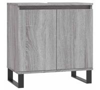 HETFTJN Armoire de Salle de Bain Meuble de Rangement Bas avec 2 Portes et Pieds en Fer Buffet de Rangement en Bois d'Ingénierie pour Toilette Sonoma Gris 58 x 33 x 60 cm