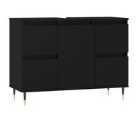 HETFTJN Armoire de Salle de Bain Noir, Meuble de Rangement avec 4 Tiroirs et 1 Porte, Commode Industrielle en Bois d'Ingénierie et Fer pour Toilette et Entrée, 80x33x60 cm