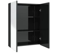 HETFTJN Armoire de salle de bain, noire, à miroir, 60 x 15 x 75 cm, en MDF brillant, avec façade en verre transparent, design moderne, pour petites salles de bains, lavabo, montage mural, pour