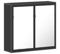 HETFTJN Armoire de salle de bain noire avec miroir - 65 x 20 x 60 cm - Matériau du bois avec structure en métal - Design moderne - Grand espace de rangement - Montage mural pour petites salles de