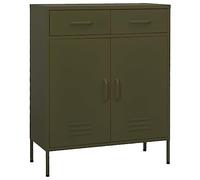 HETFTJN Armoire en acier vert olive 80 x 35 x 101,5 cm avec 2 portes et 2 tiroirs Organiseur de rangement en acier pour salon, cuisine et jardin