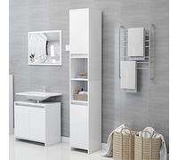 HETFTJN Armoire haute blanche 30 x 30 x 183,5 cm avec 6 compartiments et 2 portes en bois - Design moderne et peu encombrant - Pour salle de bain, invités, WC, couloir et chambre à coucher