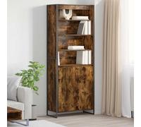 HETFTJN Armoire haute industrielle, couleur fumée, 79 x 36 x 200 cm, en bois avec porte, design moderne et robuste, pour salon, couloir, bureau
