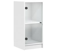 HETFTJN Armoire Latérale avec Portes en Verre Meuble de Rangement en Bois d'Ingénierie Commode de Salon et Buffet Bas Moderne pour Entrée Bureau Couloir Blanc 35 x 37 x 75,5 cm