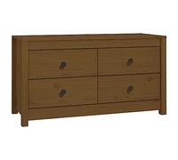 HETFTJN Armoire Latérale en Bois de Pin Massif, Buffet Bas avec Tiroirs pour Salon et Couloir, Commode de Rangement Style Rustique, Marron Miel, 100 x 40 x 54 cm