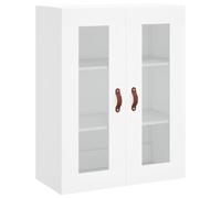 HETFTJN Armoire Murale Blanche 69,5x34x90 cm, Meuble de Rangement Suspendu avec Portes Vitrées, Vitrine Murale pour Salon, Cuisine, Bureau, Buffet Haut en Bois d'Ingénierie