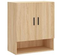 HETFTJN Armoire Murale Chêne Sonoma 60x31x70 cm Meuble Suspendu en Bois d'Ingénierie, Petit Placard de Rangement Flottant avec Étagères pour Salon, Entrée et Couloir