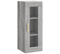 HETFTJN Armoire Murale Sonoma Gris 34,5x34x90 cm, Meuble de Rangement Suspendu en Bois d'Ingénierie et Verre, Placard avec Vitrine et Poignée pour Salon, Chambre et Bureau