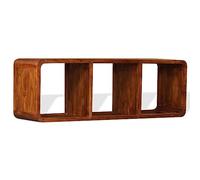 HETFTJN Armoire TV basse en acacia massif - 120 x 30 x 40 cm - Finition miel - 3 compartiments - Multifonction - Buffet ou bibliothèque - Design moderne pour salon, couloir, chambre à coucher