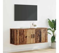 HETFTJN Armoire TV murale en bois recyclé - 100 x 34,5 x 40 cm - Avec 2 portes - Design moderne - Robuste et durable - Pour salon, bureau, couloir