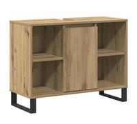 HETFTJN Artis-Eiche Armoire de salle de bain en chêne 80 x 33 x 60 cm 2 étagères Meuble sous-vasque moderne pour petites salles de bains et WC d'invités avec porte