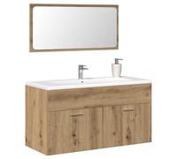 HETFTJN Artis-Eiche - Ensemble de meubles de salle de bain - 90 x 38,5 x 46 cm - Meuble de salle de bain avec miroir - En bois - Peu encombrant - Pour petites salles de bains