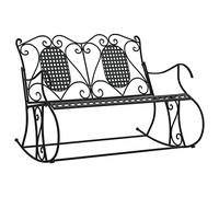 HETFTJN Banc à bascule 2 places, 113 cm, en acier noir, avec dossier, design moderne et durable, pour jardin, balcon et terrasse