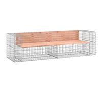 HETFTJN Banc de jardin en gabions - 244 x 71 x 65,5 cm - Bois massif Douglas - Banc d'extérieur moderne avec socle en acier galvanisé - Design peu encombrant pour jardin, terrasse, balcon et cour