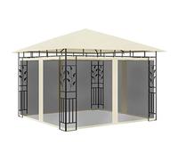 HETFTJN Belvédère de Jardin avec Moustiquaire 3x3x2,73 m Tonnelle en Acier Enduit de Poudre et Polyester 180 g/m² Pavillon pour Cour Terrasse et Événements en Plein Air Crème