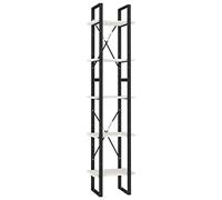 HETFTJN Bibliothèque 5 Niveaux, Étagère de Rangement Industrielle en Bois de Pin et Métal, Meuble de Salon Moderne pour Livres, Blanc, Dimensions Totales 40x30x175 cm, Assemblage Requis