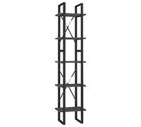 HETFTJN Bibliothèque à 5 Niveaux Style Industriel en Pin et Métal, Étagère de Rangement Modulable pour Salon, Meuble 40x30x175 cm, Couleur Gris