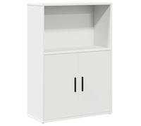 HETFTJN Bibliothèque avec Portes et Étagère Ouverte, Meuble de Rangement Buffet Bas, Bois d'ingénierie, 60 x 24 x 85 cm, Couleur Blanc pour Organisation Salon et Bureau