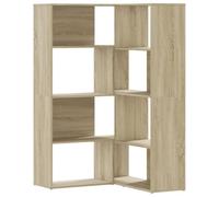 HETFTJN Bibliothèque d'angle à 4 Niveaux, Étagère de Rangement modulable en Bois d'ingénierie, Meuble bibliothèque Polyvalent pour Salon ou Bureau, Couleur Chêne Sonoma