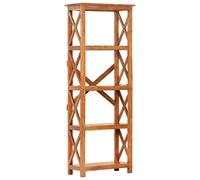 HETFTJN Bibliothèque en Bois d'Acacia Massif, Étagère de Rangement avec 4 Niveaux, Finition Miel Naturelle, Meuble de Salon et Bureau, 60 x 30 x 160 cm