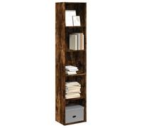 HETFTJN Bibliothèque en chêne fumé 40 x 30 x 189 cm en bois avec compartiments ouverts pour un rangement optimal des livres, décoration et appareils électroniques pour salon, couloir et chambre à
