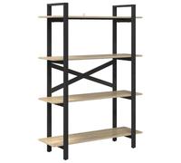 HETFTJN Bibliothèque en chêne Sonoma 100 x 33,5 x 140 cm - Étagère autoportante en bois avec 4 compartiments de rangement - Style industriel robuste pour salon, bureau, couloir, chambre à coucher