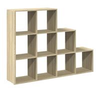 HETFTJN Bibliothèque en chêne Sonoma - 137,5 x 29 x 103,5 cm - En forme d'escalier - Séparateur de pièce avec 9 compartiments cubiques - Charge maximale : 100 kg - Design fin - Moderne et robuste