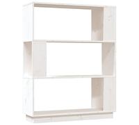 HETFTJN Bibliothèque et Séparateur de pièce en Pin Massif, Étagère de Rangement Ouverte, Meuble Décoratif pour Salon ou Bureau, Couleur Blanc, 80x25x101 cm