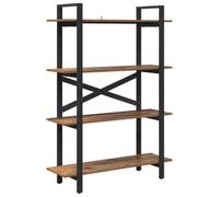 HETFTJN Bibliothèque Industrielle 4 Étagères 100 x 33,5 x 140 cm, Étagère de Rangement Ouverte en Bois d'Ingénierie et Cadre en Acier pour Salon Bureau, Design Vintage Bois Ancien