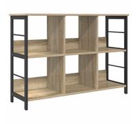 HETFTJN Bibliothèque Industrielle 6 Étagères, Meuble de Rangement en Bois d'Ingénierie et Acier, Étagère Ouverte pour Salon, Bureau, 102 x 32 x 72,5 cm, Chêne Sonoma