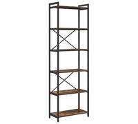 HETFTJN Bibliothèque Industrielle à 6 Niveaux en Bois d'Ingénierie et Acier Noir, Étagère de Rangement Haute pour Salon et Bureau, Meuble Style Entrepôt, 60 x 30 x 189,5 cm, Chêne Fumé
