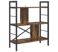 HETFTJN Bibliothèque Industrielle, Étagère de Rangement 5 Niveaux, Style Loft, Bois d'Ingénierie et Acier, 75 x 30 x 91 cm, Chêne Fumé, Meuble Salon Bureau