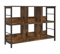 HETFTJN Bibliothèque Industrielle, Étagère de Rangement Ouverte avec 6 Compartiments, Meuble en Bois d'Ingénierie et Acier pour Salon, Bureau, 102 x 32 x 72,5 cm, Chêne Fumé