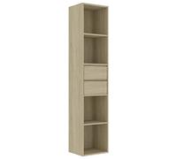 HETFTJN Bibliothèque Moderne en Bois d'ingénierie, Chêne Sonoma, Meuble de Rangement avec 4 étagères et 2 tiroirs, 36 x 30 x 171 cm, Étagère Haute pour Salon et Bureau
