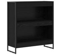 HETFTJN Bibliothèque noire aspect chêne 80 x 30 x 155 cm Étagère sur pied en bois avec 3 compartiments de rangement Design moderne Construction robuste pour salon, bureau, couloir