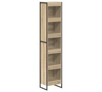 HETFTJN Bibliothèque Sonoma 40 x 30 x 189 cm en bois dérivé du bois, étagère étroite avec 3 compartiments, design moderne, robuste et durable, idéale pour le salon, le bureau, le couloir