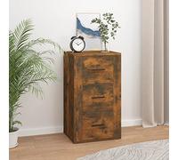 HETFTJN Buffet 40 x 33 x 70 cm - En bois de chêne fumé - 3 tiroirs - Moderne - Anti-tape - Rangement peu encombrant - Pour salon, couloir, cuisine