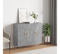 HETFTJN Buffet 90 x 34 x 80 cm gris béton avec bois et pieds en métal - Commode moderne pour salon, couloir, bureau, chambre à coucher