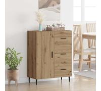 HETFTJN Buffet artisanal en chêne 69,5 x 34 x 90 cm - Buffet industriel en bois composite - Pieds en fer - Design moderne et robuste - Pour salon, couloir, salle à manger