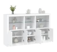 HETFTJN Buffet avec éclairage LED RVB - 162 x 37 x 100 cm - Blanc - Matériau du bois et verre - Meuble bas moderne pour salon, couloir, bureau, cuisine - Avec beaucoup d'espace de rangement
