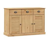 HETFTJN Buffet avec Tiroirs Vigo 113x40x75 cm, Meuble de Rangement en Bois de Pin Massif avec Finition Cire de Miel, Commode Design Persienne Compacte pour Cuisine, Salon et Couloir