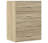 HETFTJN Buffet Bas Meuble de Rangement Chêne Sonoma, Commode de Salon en Bois d'Ingénierie, Console de Rangement avec Étagères pour Entrée et Séjour, 60 x 39 x 80 cm
